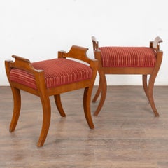 Paire de tabourets en acajou de style Karl Johan du 19e siècle