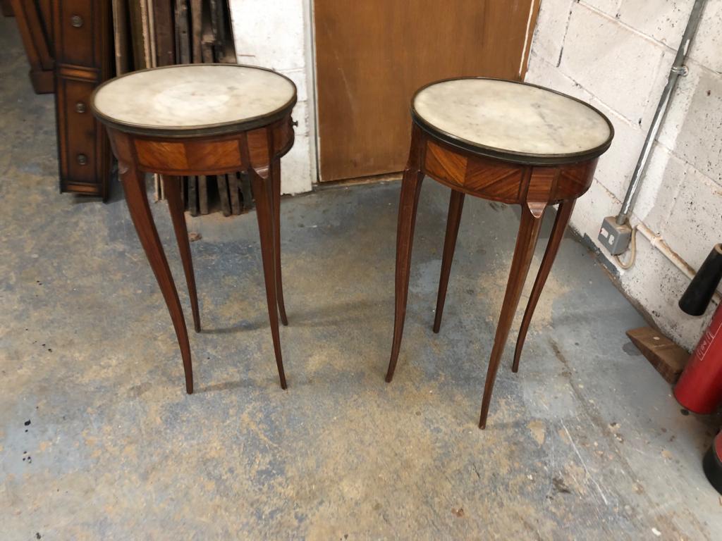 Brass Pair 19th Century Kingwood French Side Tables For Sale