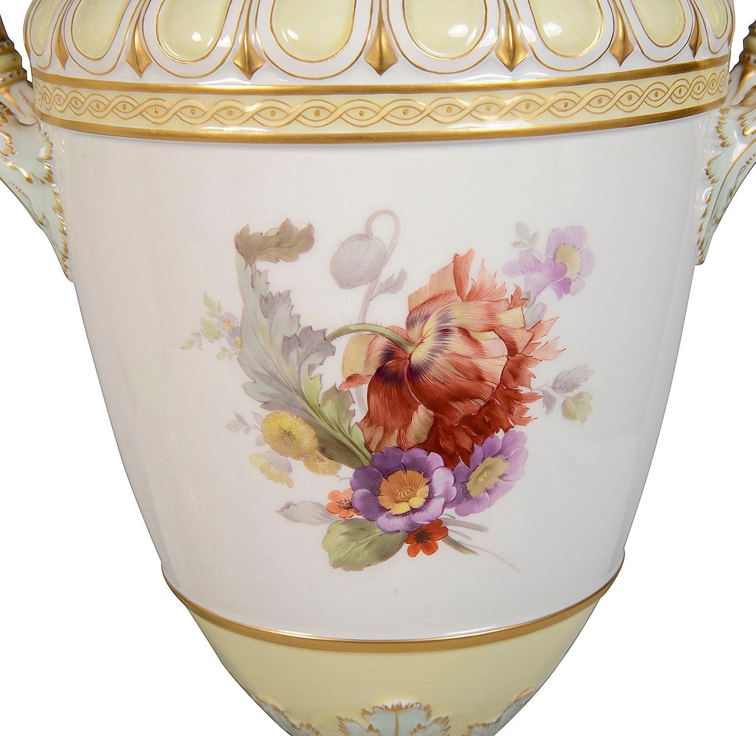 Porcelain Pair 19th Century KPM porcelain lidded vases. For Sale