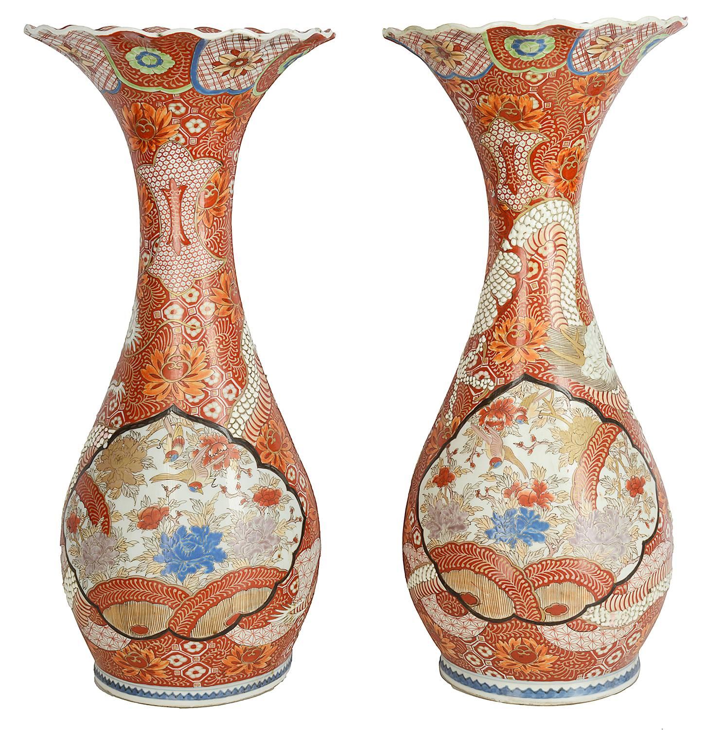 Japanese Pair 19th Century Kutani Vases For Sale