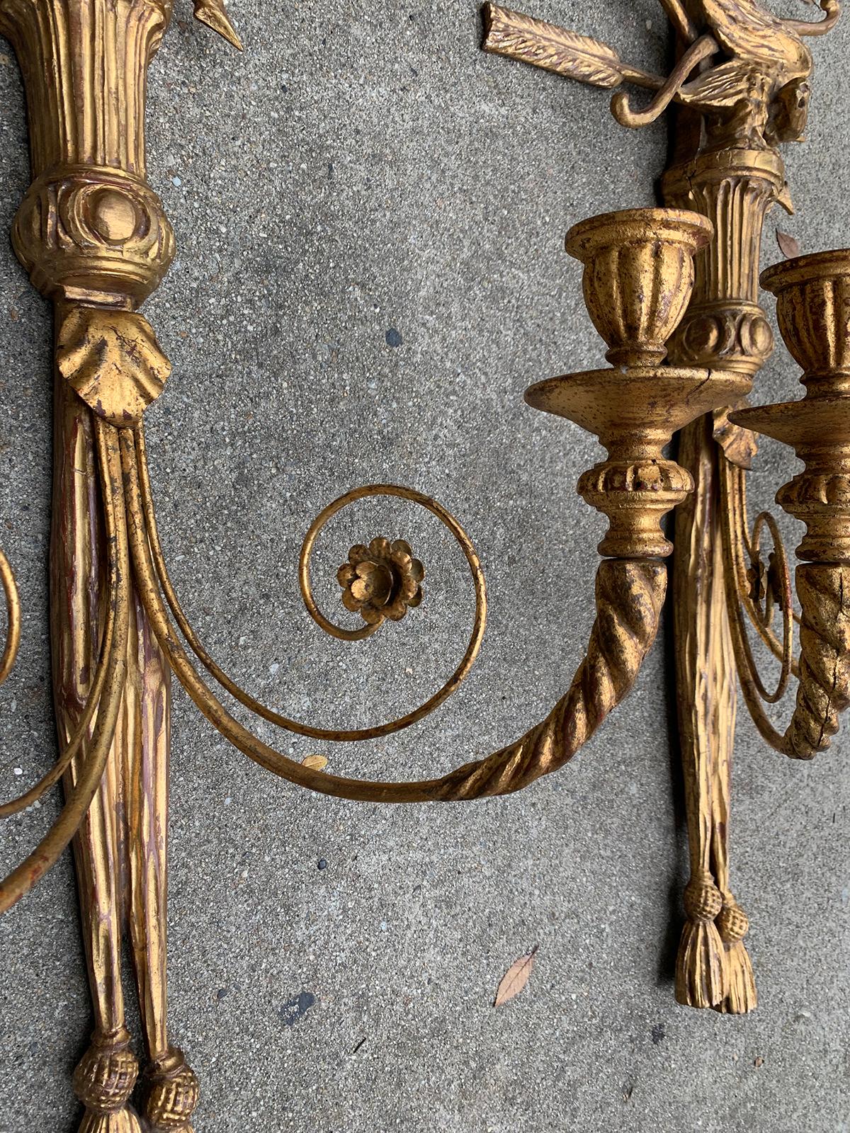 Pair of 19th Century Large Georgian Style Giltwood Eagle Sconces For Sale 4