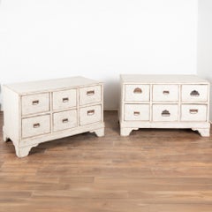 Pair, 19th Century Large White Pine Chest of Six Drawers from Sweden