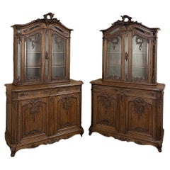 Antique Pair 19th Century Liegoise Louis XIV Bookcases ~ China Buffets