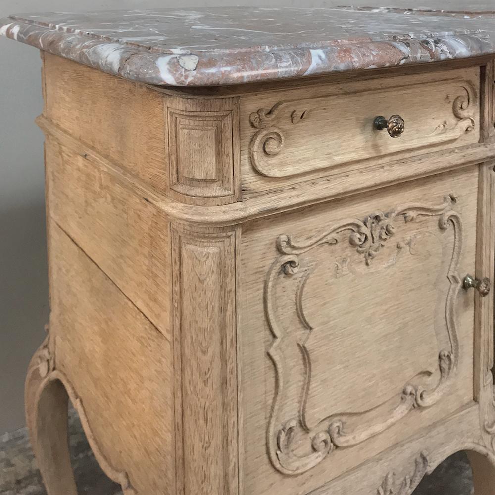 Pair of 19th Century Liegoise Stripped Oak Marble Top Nightstands 3