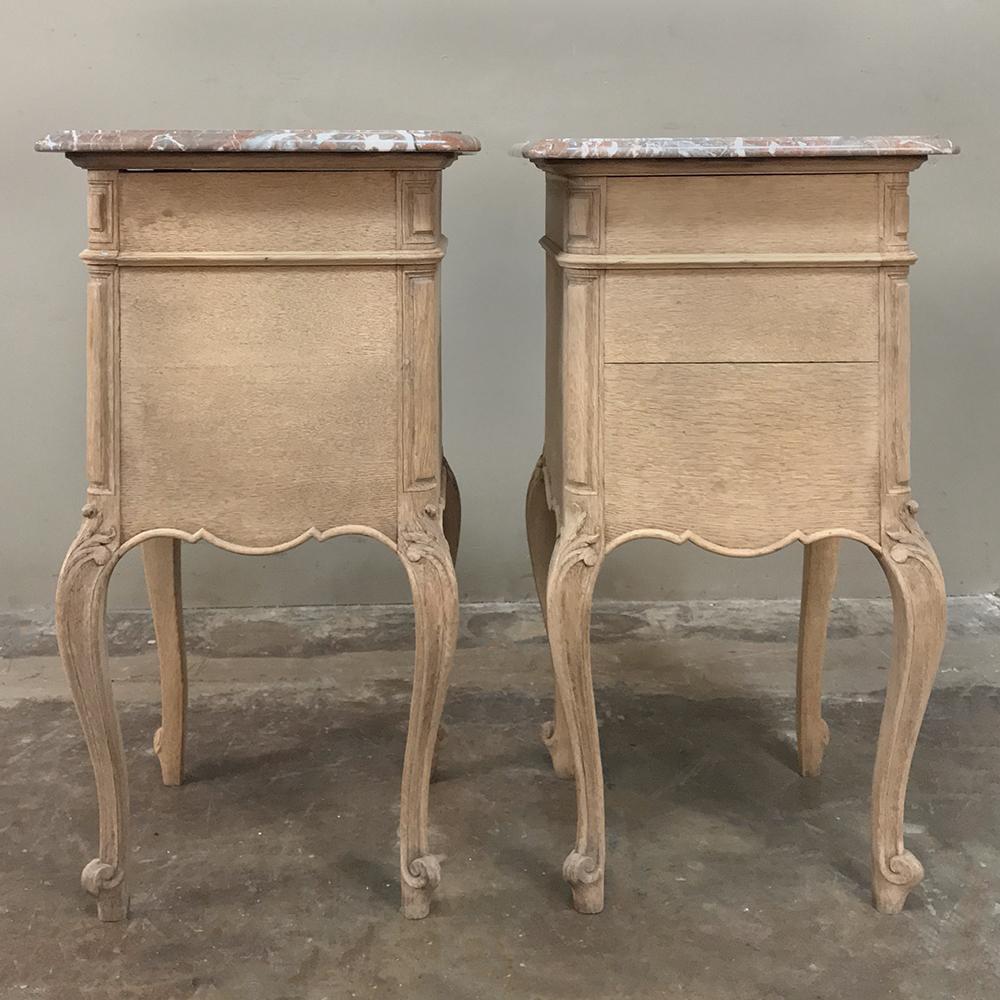 Pair of 19th Century Liegoise Stripped Oak Marble Top Nightstands 7