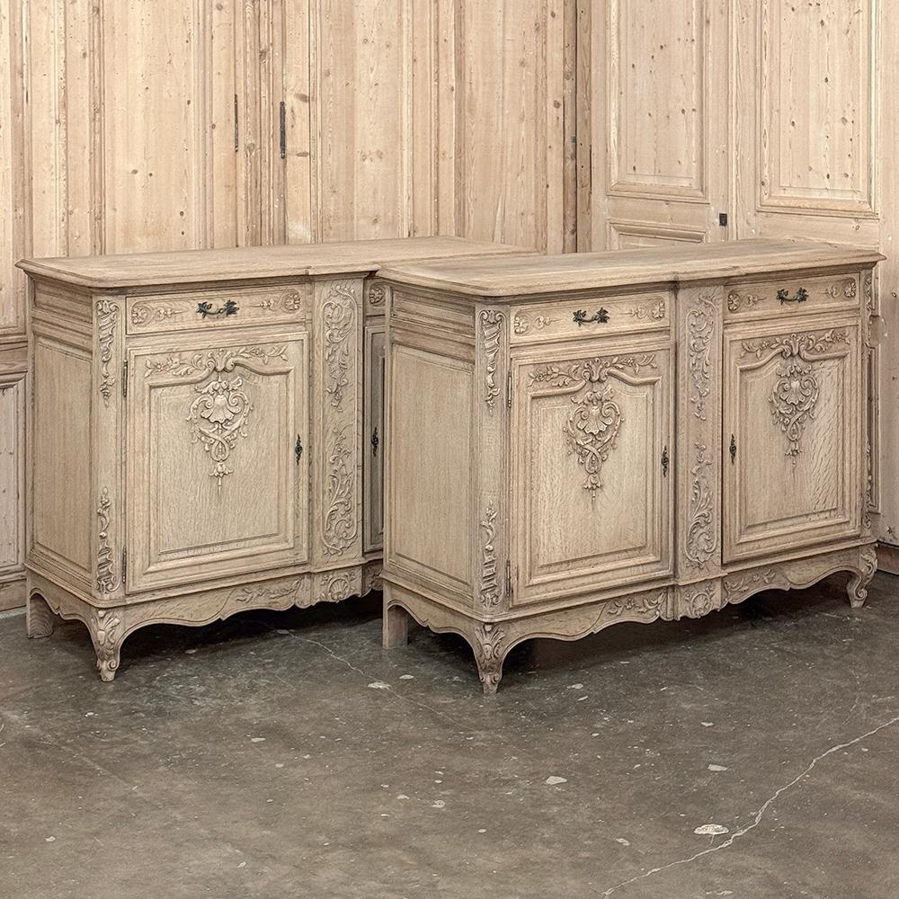 Belgian Pair 19th Century Louis XIV Buffets in Stripped Oak For Sale