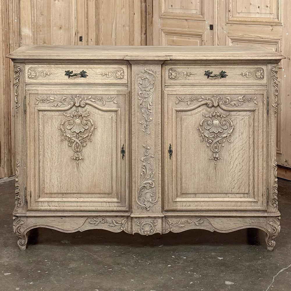 Hand-Carved Pair 19th Century Louis XIV Buffets in Stripped Oak For Sale