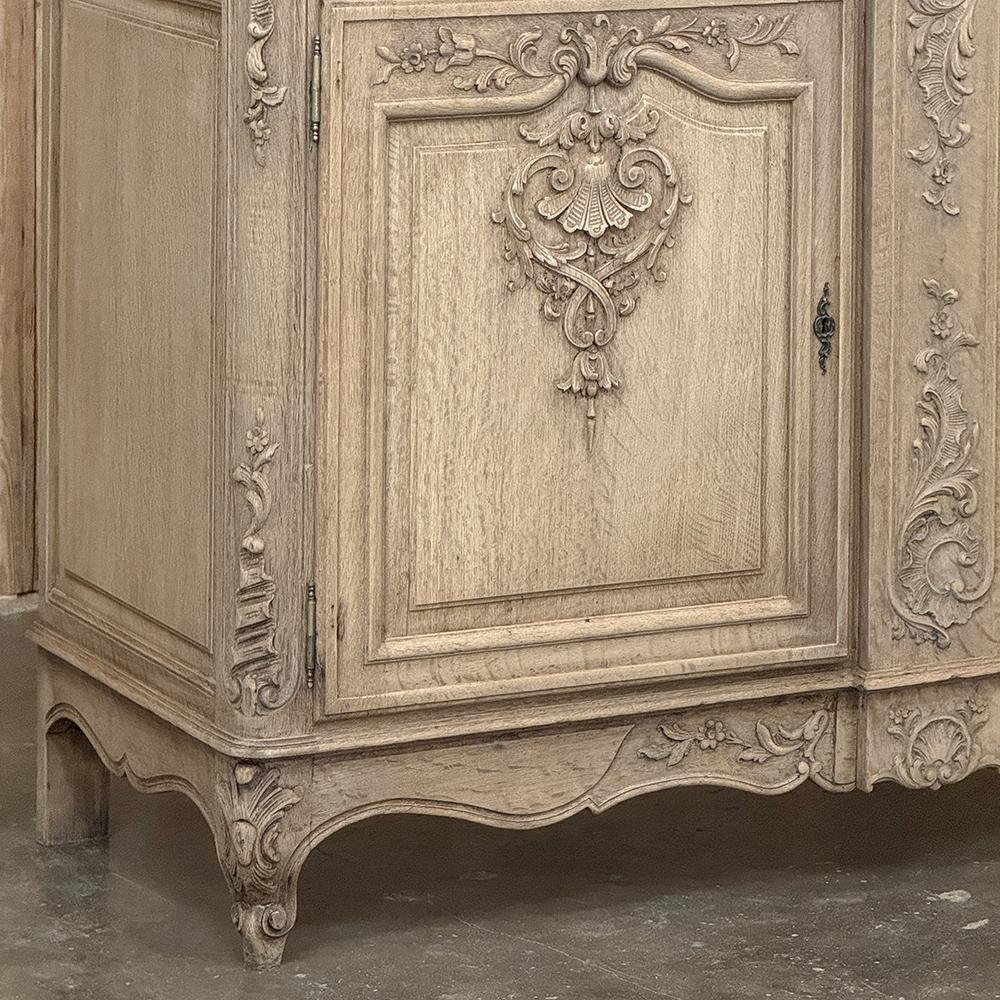 Brass Pair 19th Century Louis XIV Buffets in Stripped Oak For Sale