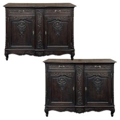 Pair 19th Century Louis XIV Two-Door Buffets