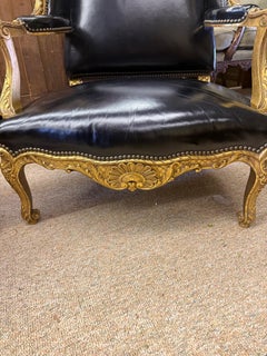pair 19th century louis xv style armchairs
