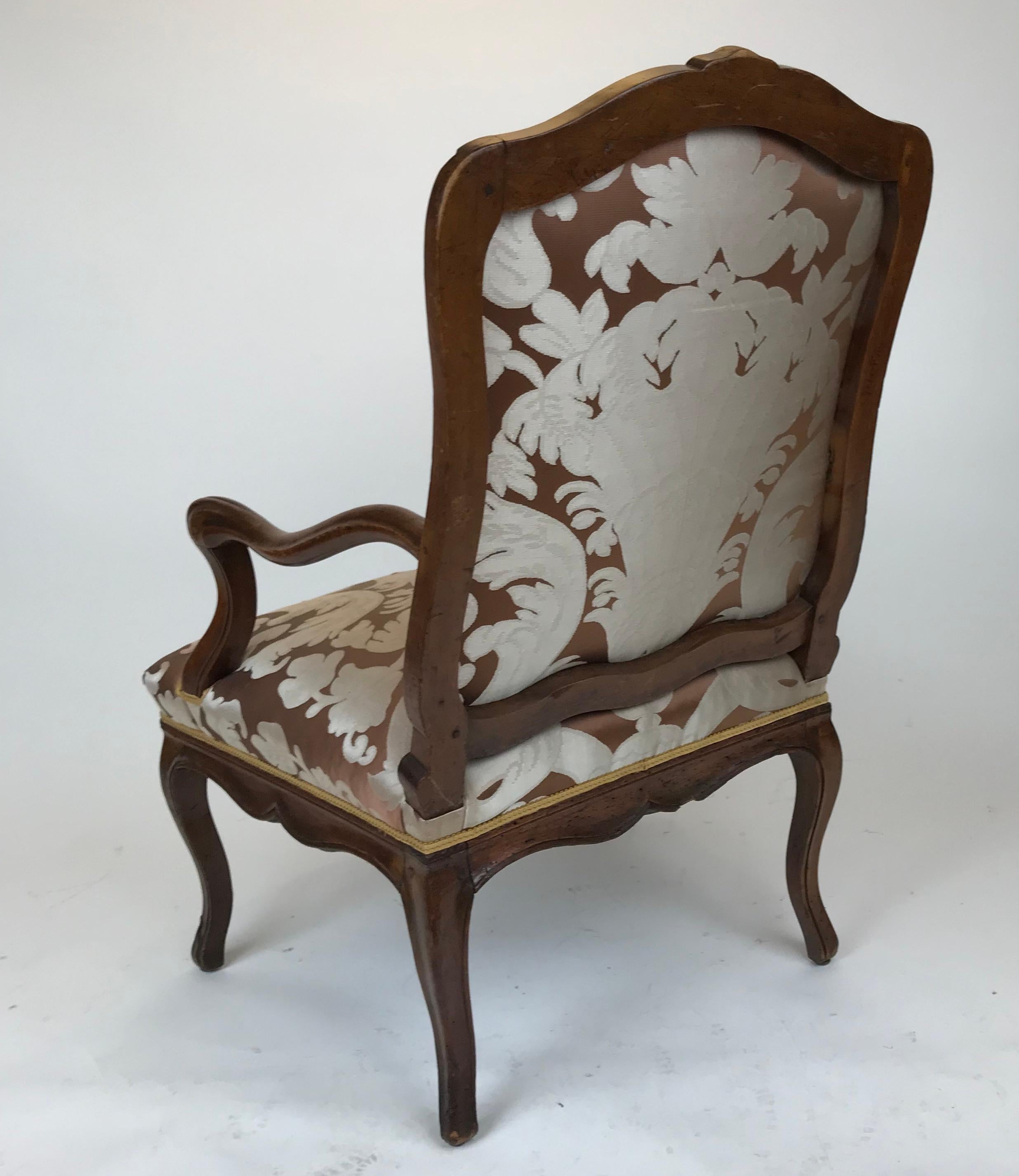 Fruitwood Pair 19th Century Louis XV Style Country French Open Armchairs or Fauteuils  For Sale
