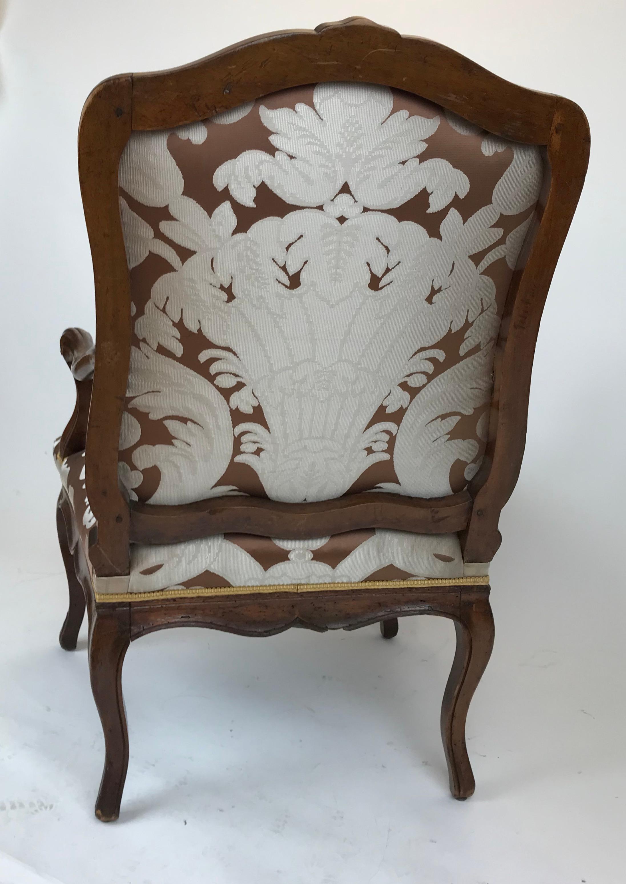 Pair 19th Century Louis XV Style Country French Open Armchairs or Fauteuils  For Sale 1