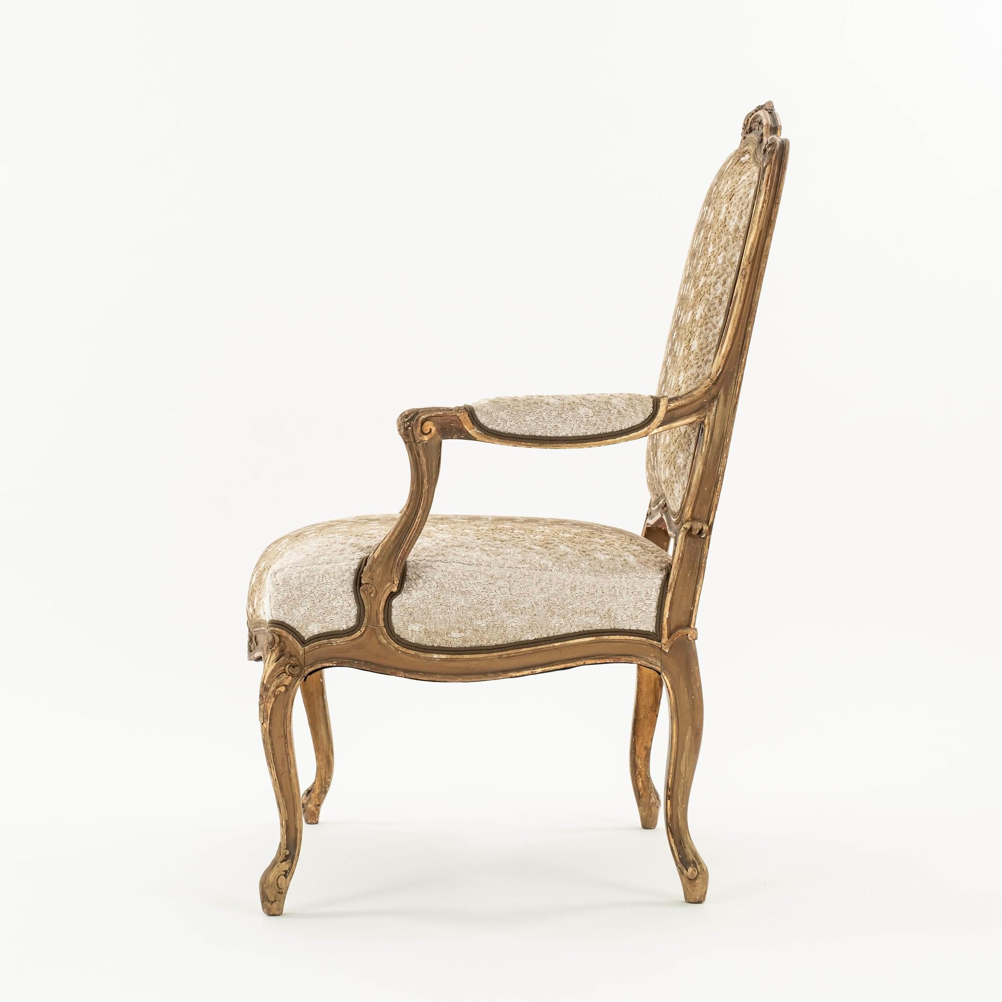 Pair 19th Century Louis XV Style Fawn Axis Woven Velvet Armchair For Sale 3