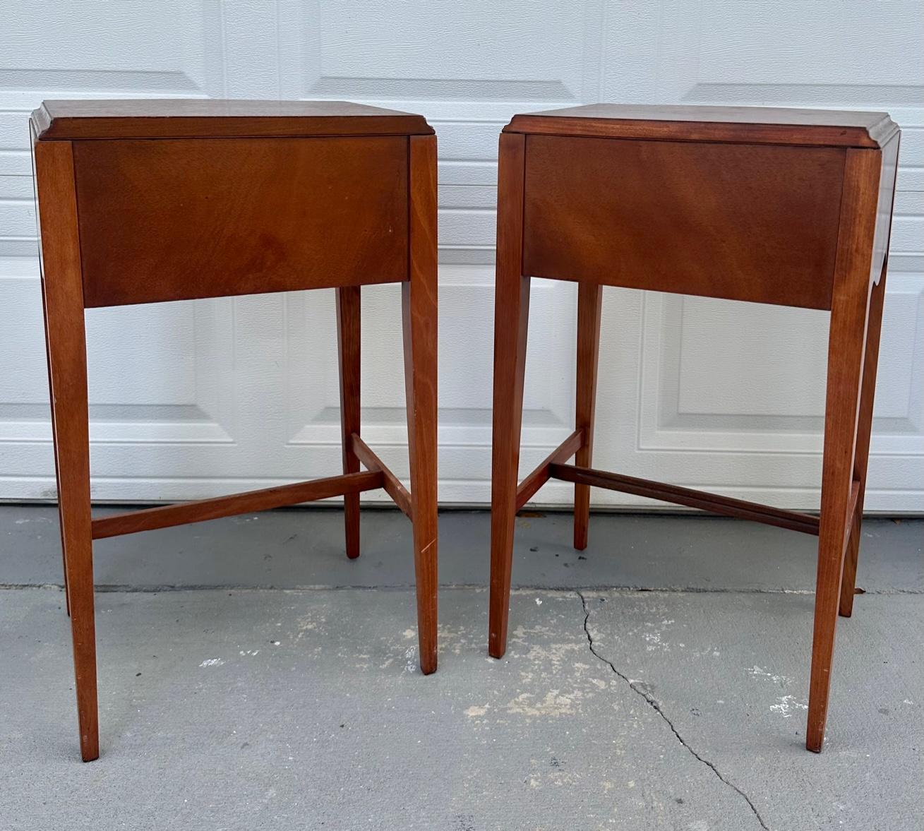 Pair 19th Century Louis XVI Style Mahogany Serpentine Nightstands. For Sale 7
