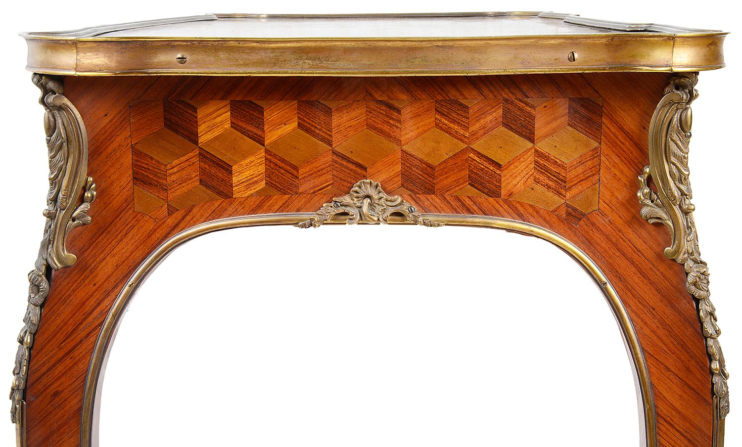 Parquetry Pair of 19th Century Louis XVI Style Side Tables For Sale