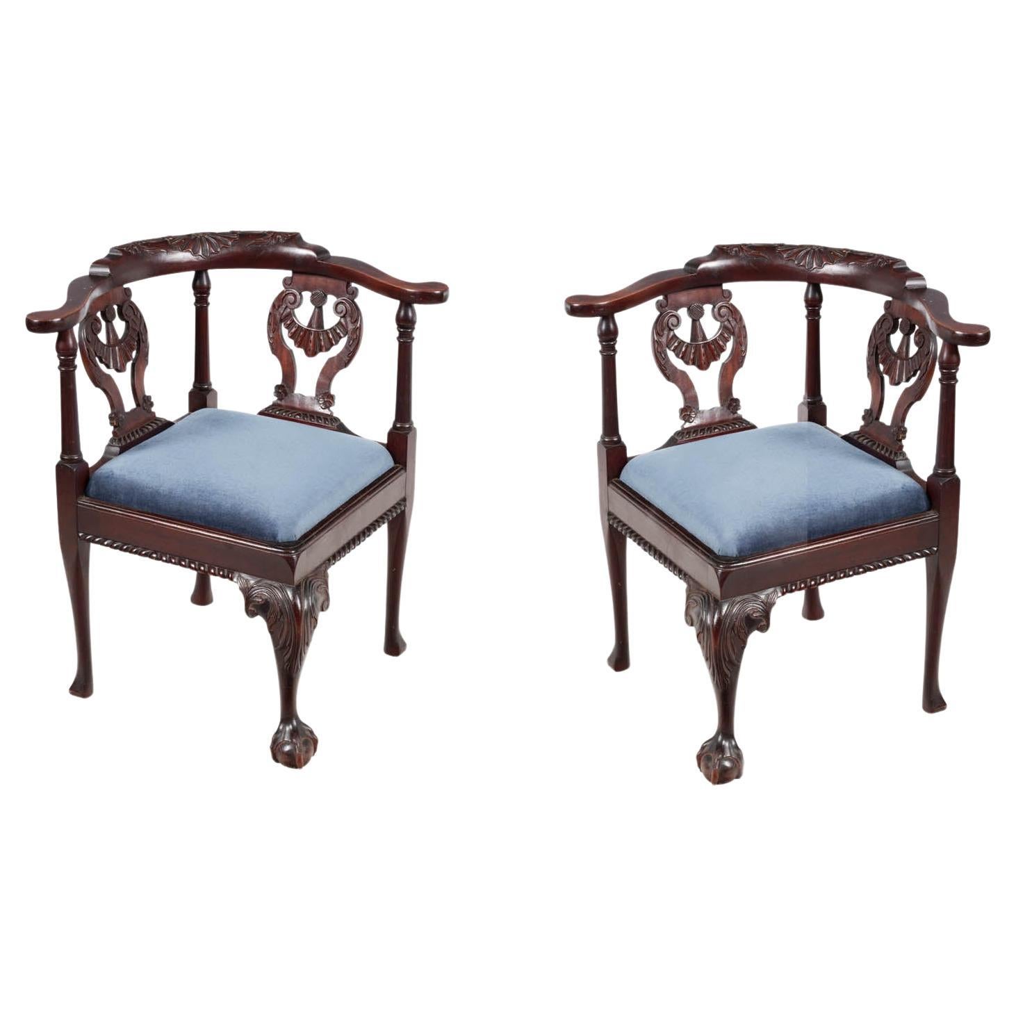 Pair 19th Century Mahogany Corner Chairs