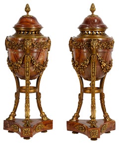 Pair of 19th Century Marble and Ormolu Urns
