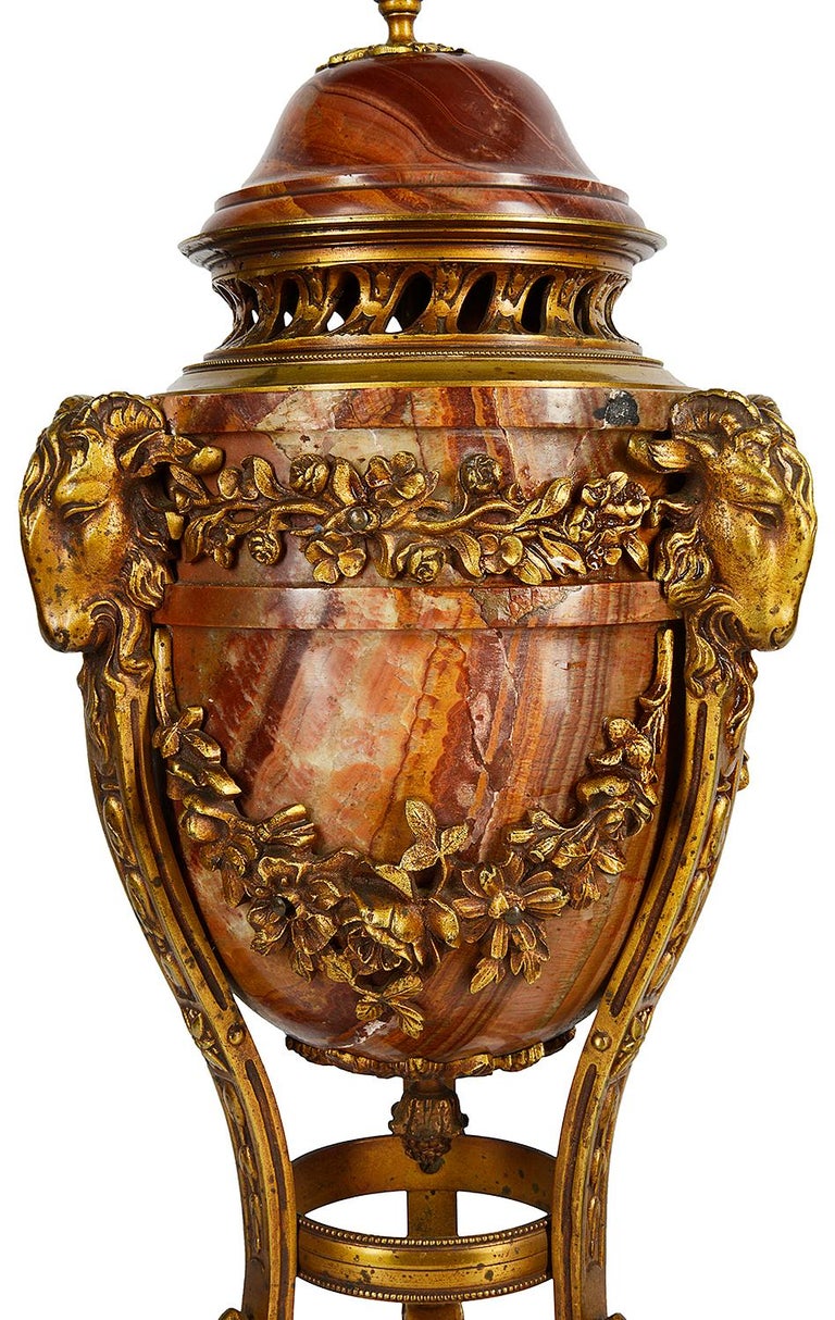 Pair of 19th Century Marble and Ormolu Urns In Good Condition For Sale In Brighton, Sussex