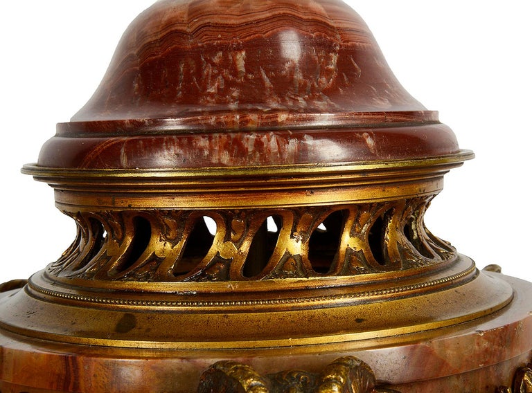Pair of 19th Century Marble and Ormolu Urns For Sale 3
