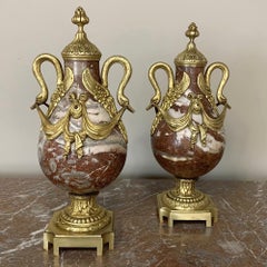 Pair of 19th Century Marble and Bronze Cassolettes