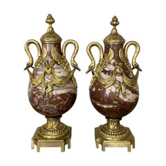 Pair of 19th Century Marble and Bronze Cassolettes
