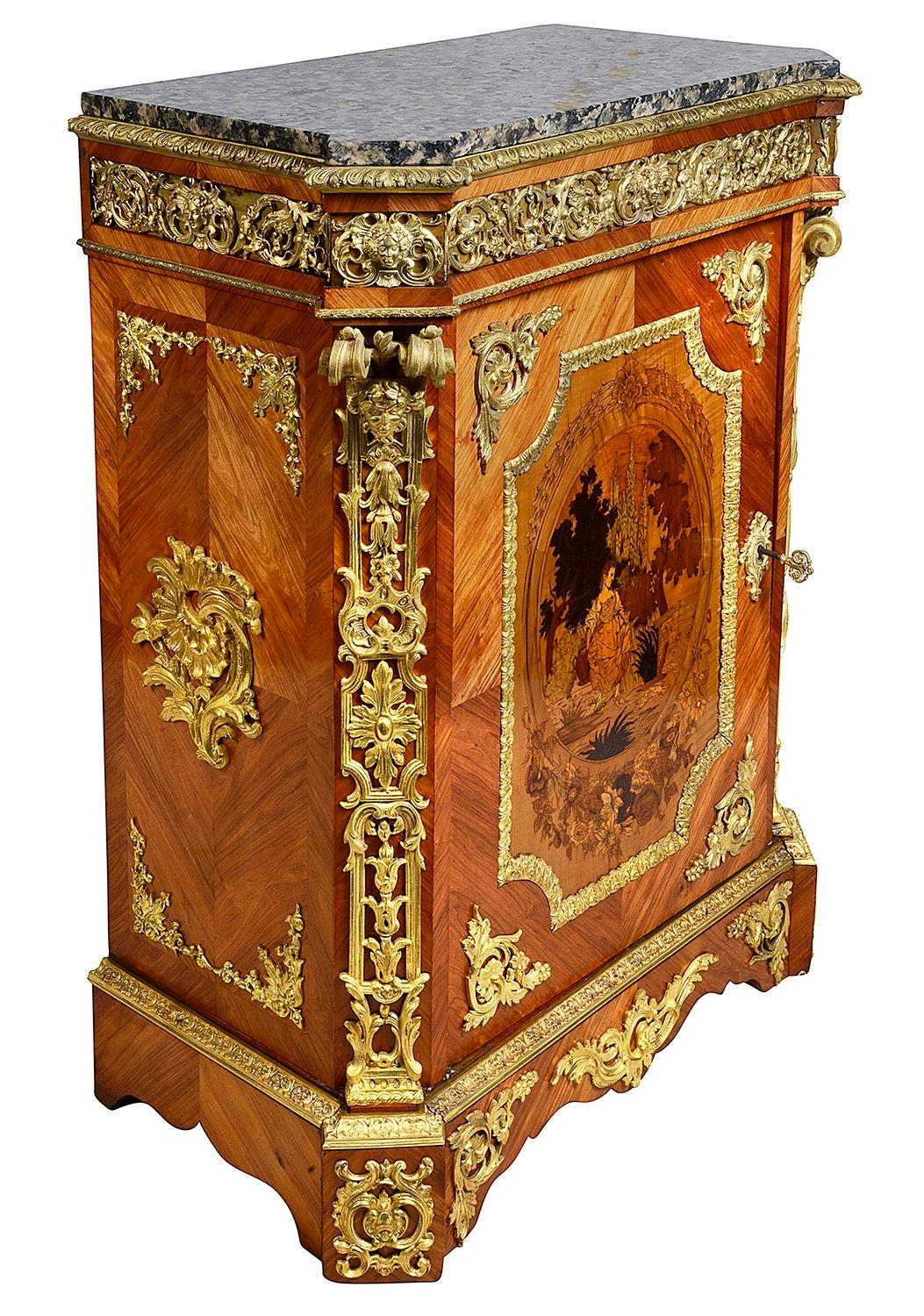 Pair 19th Century Marquetry inlaid side cabinets. In Good Condition For Sale In Brighton, Sussex