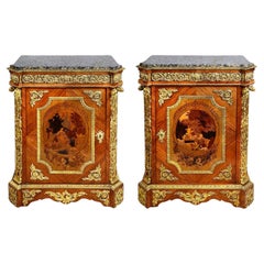 Pair 19th Century Marquetry inlaid side cabinets.
