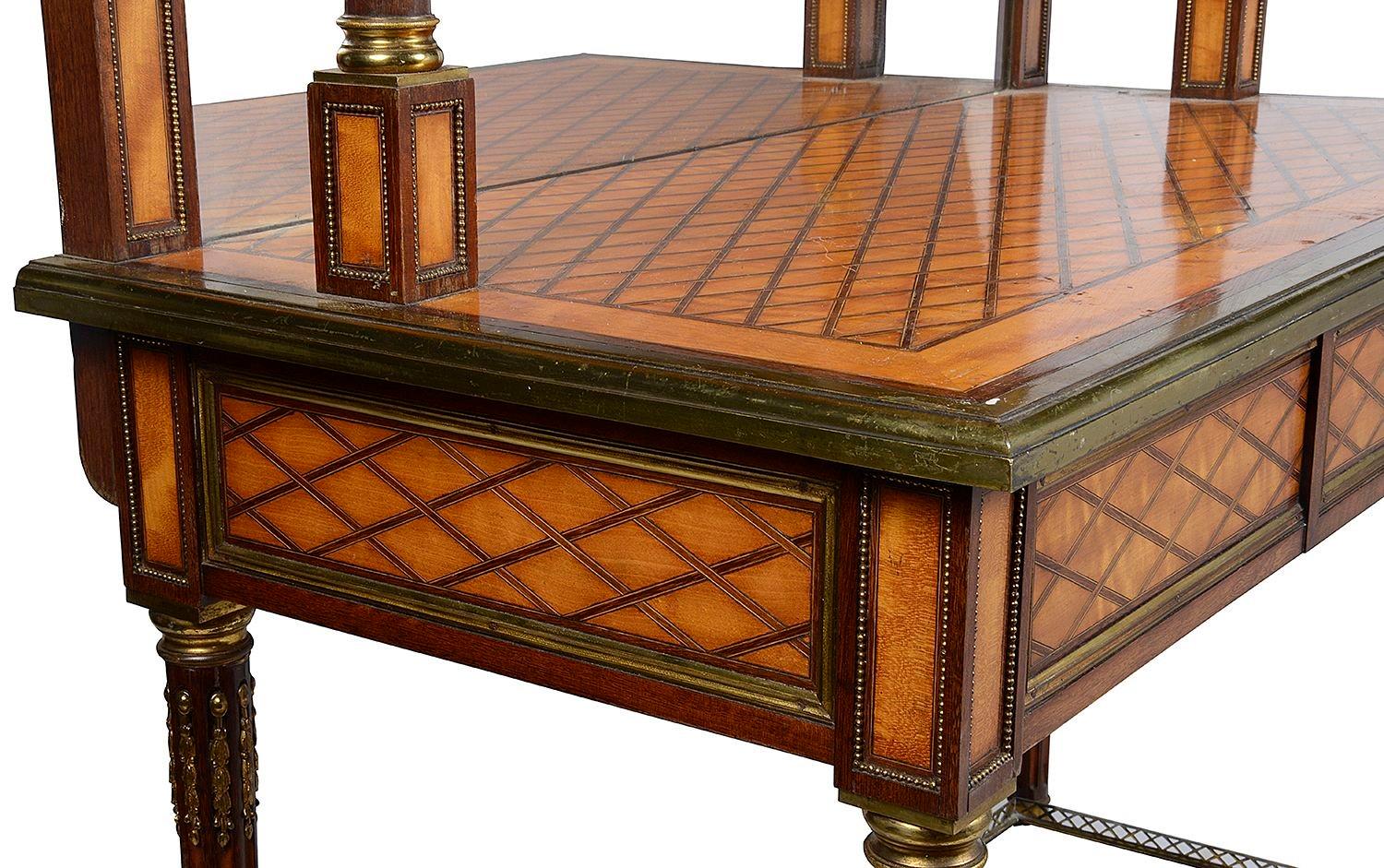 English Pair 19th Century marquetry side / console tables, after Donald Ross. For Sale