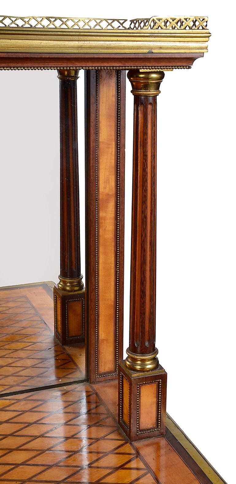 Pair 19th Century marquetry side / console tables, after Donald Ross. In Good Condition For Sale In Brighton, Sussex