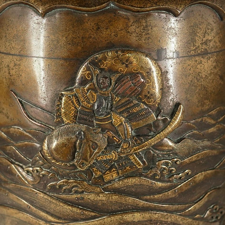 Pair 19th Century Meiji Japanese Usabata Ikebana Bronze Vases For Sale 4