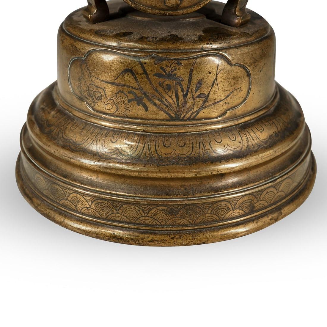 Pair 19th Century Meiji Japanese Usabata Ikebana Bronze Vases For Sale 5