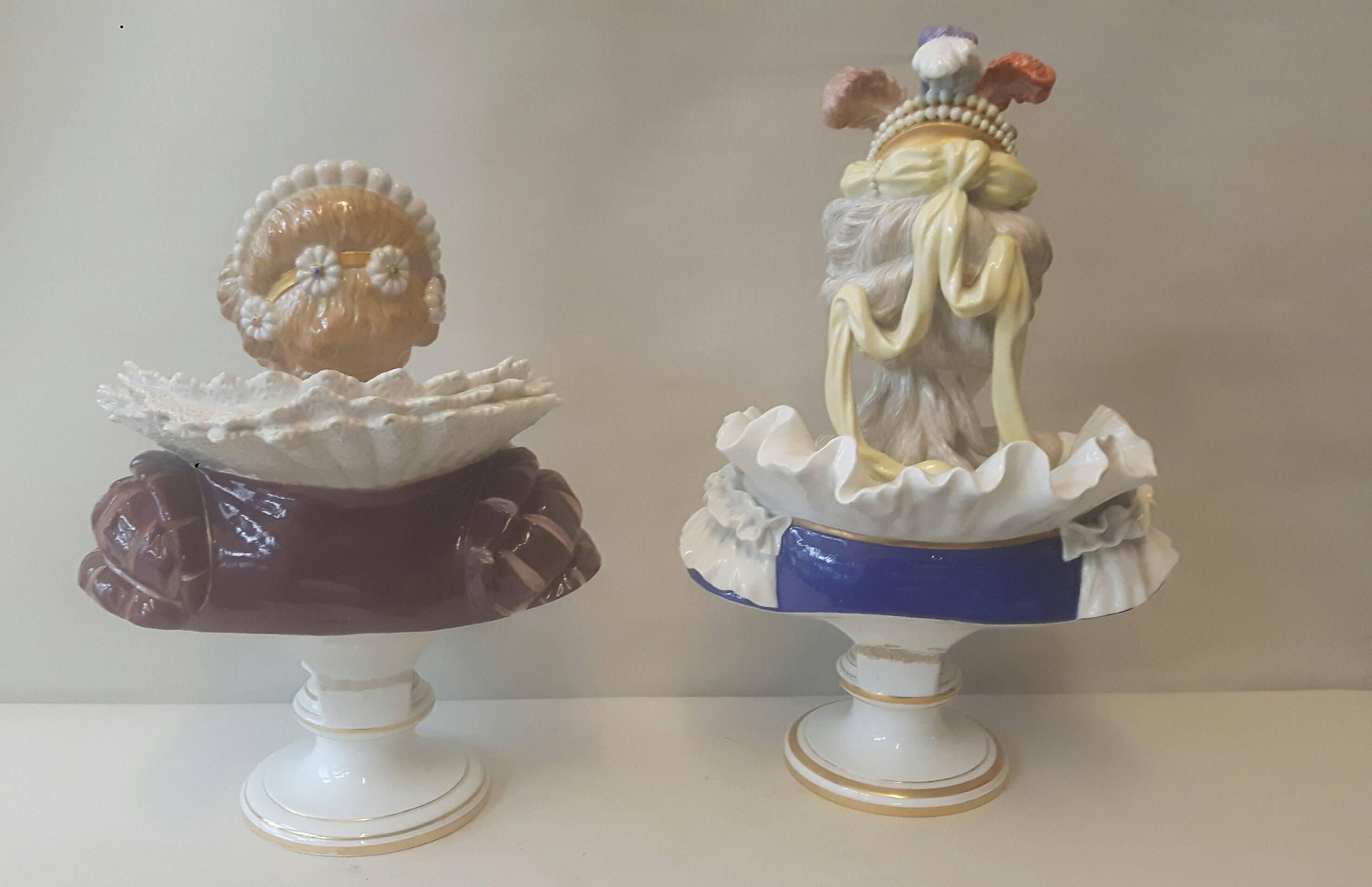 German Pair of 19th Century Meissen Busts For Sale