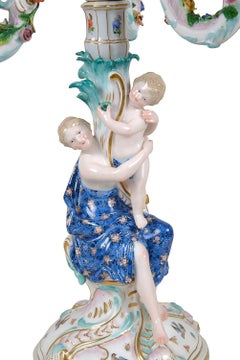 Pair 19th Century Meissen candelabra