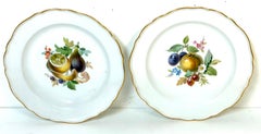 Pair 19th Century Meissen Hand-Painted Fruit Cabinet Plates Gilt Scalloped Edges