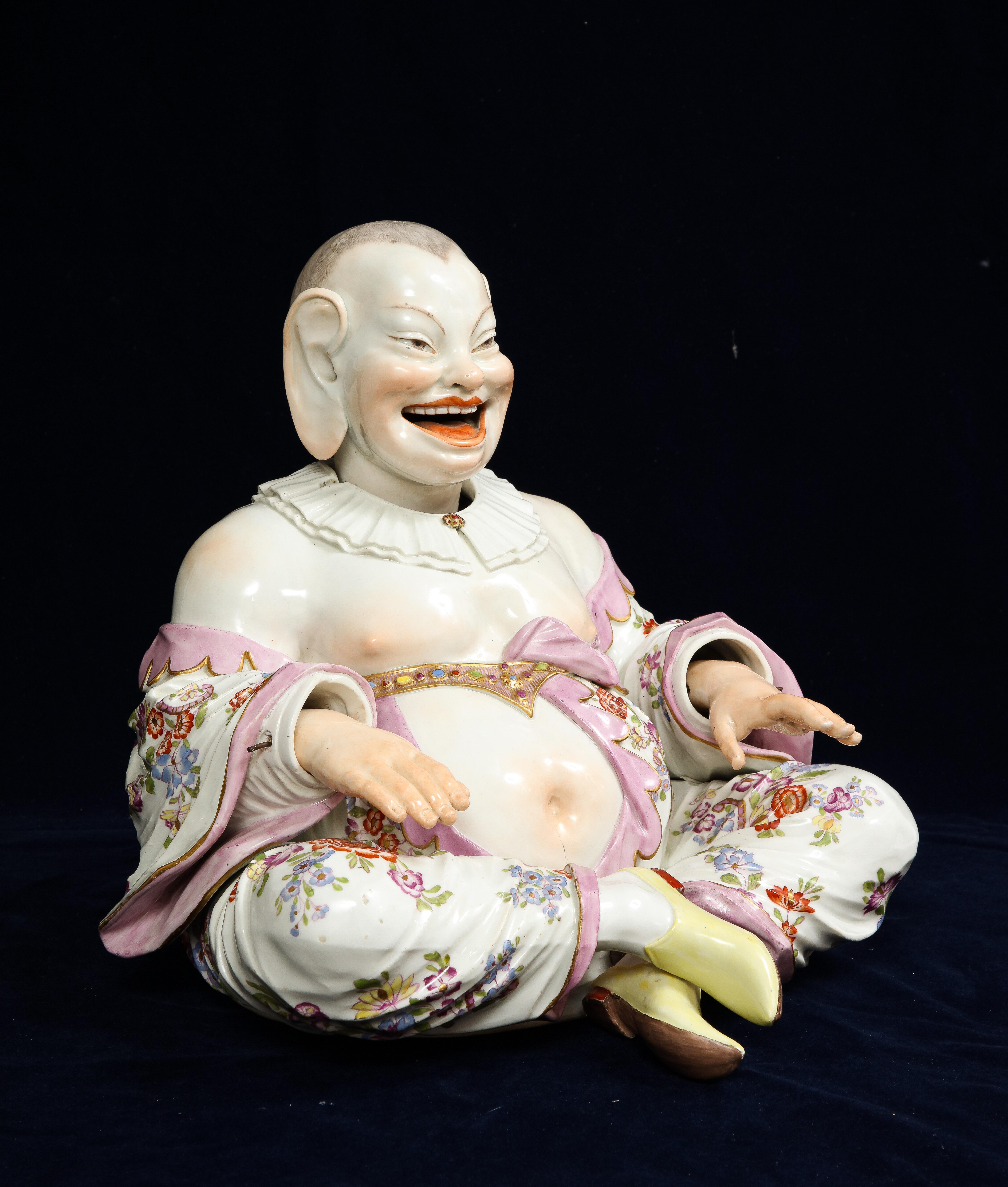 Pair 19th Century Meissen Porcelain Chinoiserie Style of Nodding Pagoda Figures For Sale 3