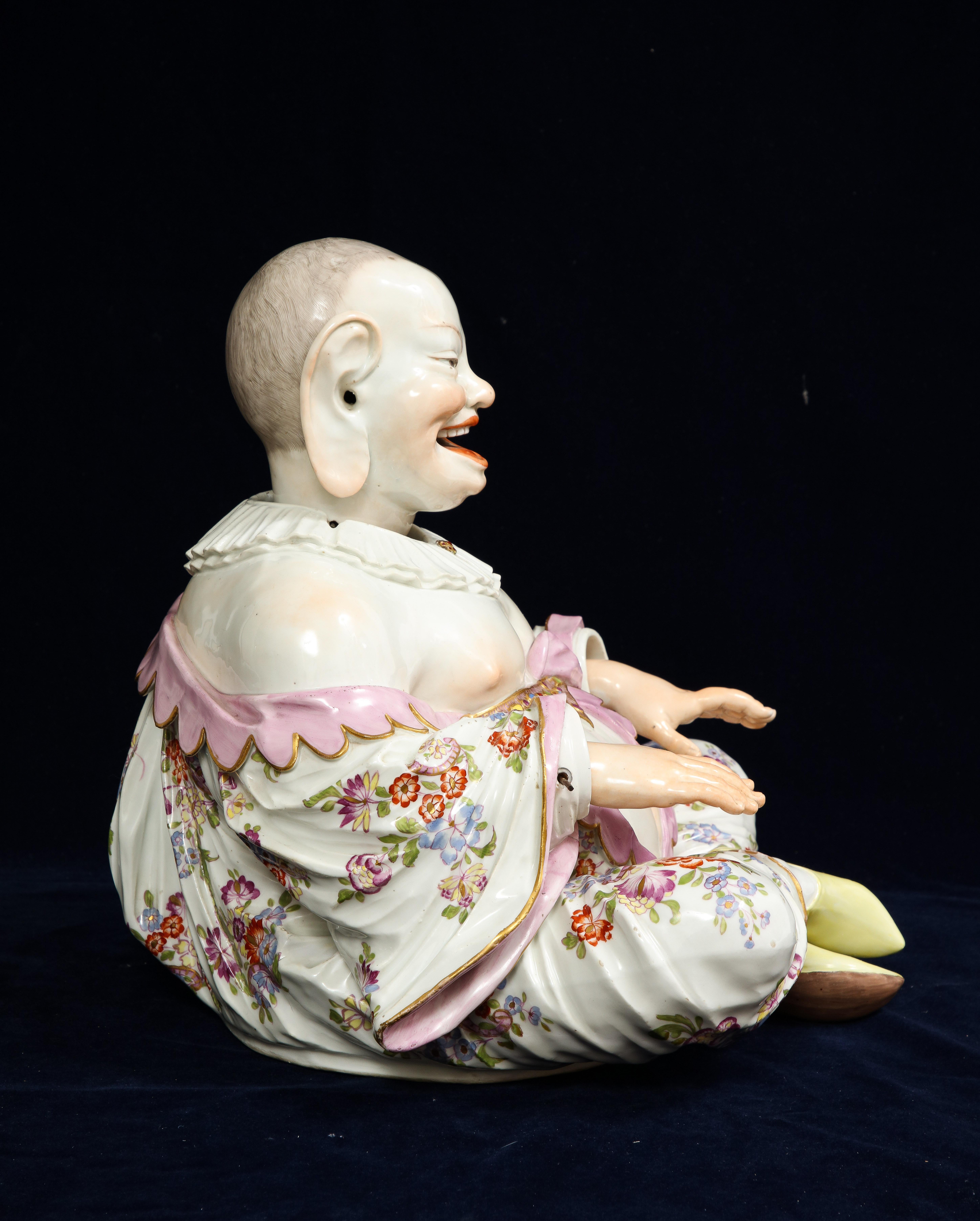 Pair 19th Century Meissen Porcelain Chinoiserie Style of Nodding Pagoda Figures For Sale 5