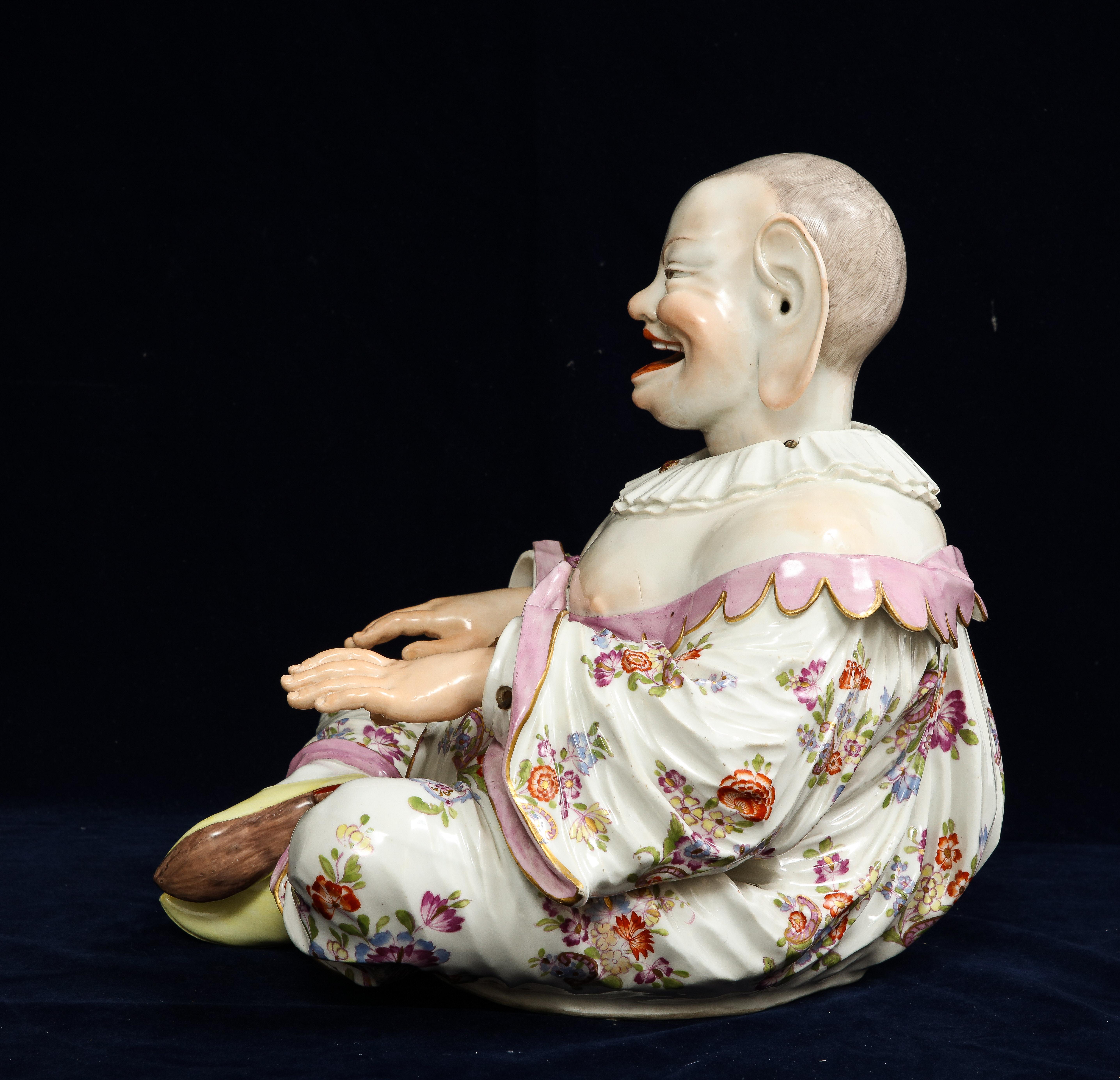 Pair 19th Century Meissen Porcelain Chinoiserie Style of Nodding Pagoda Figures For Sale 6