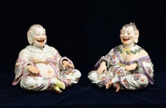 Pair 19th Century Meissen Porcelain Chinoiserie Style of Nodding Pagoda Figures
