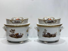 Pair 19th Century Meissen Porcelain Fruit Coolers