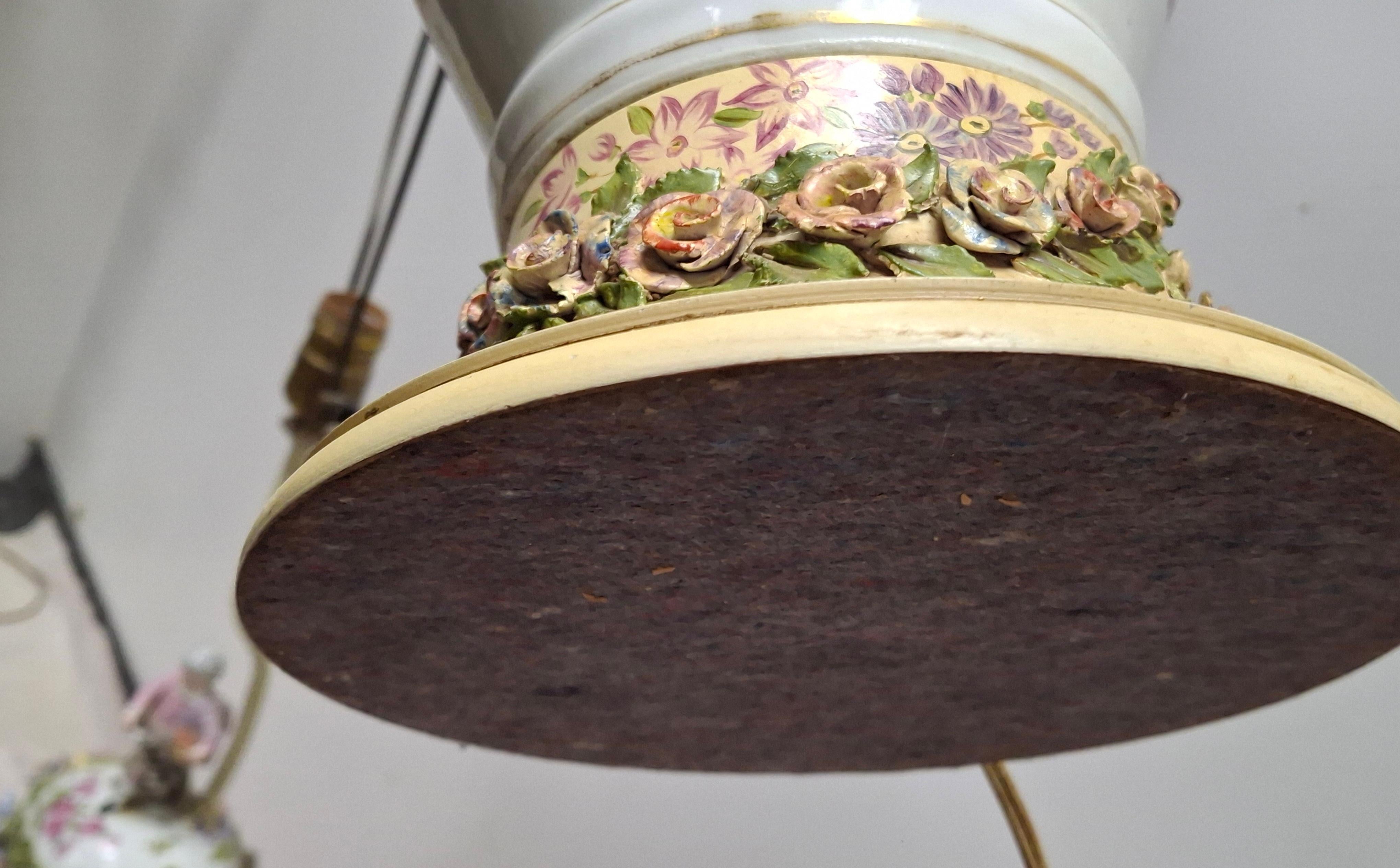 Paire de lampes de table en porcelaine de Meissen peinte à la main et incrustée de fleurs, du 19e siècle en vente 3