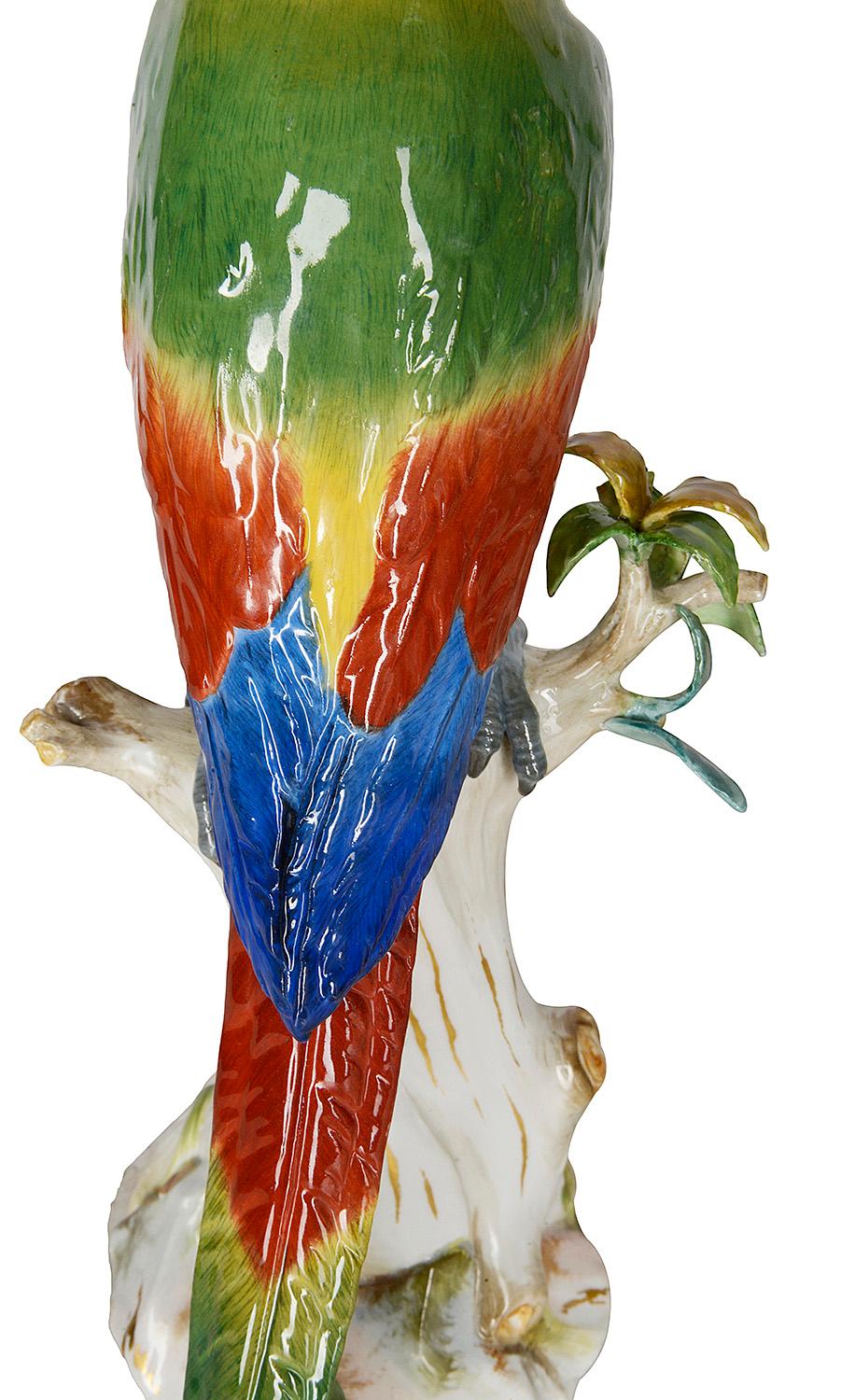 Pair of 19th Century Meissen Porcelain Parrots In Good Condition In Brighton, Sussex
