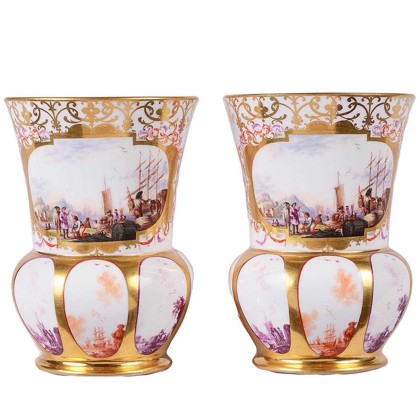 Pair of 19th Century Meissen Vases