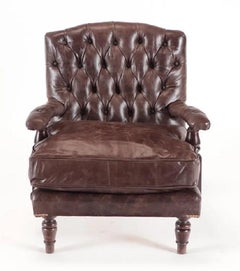 Paire de fauteuils en cuir touffeté de style Guillaume IV