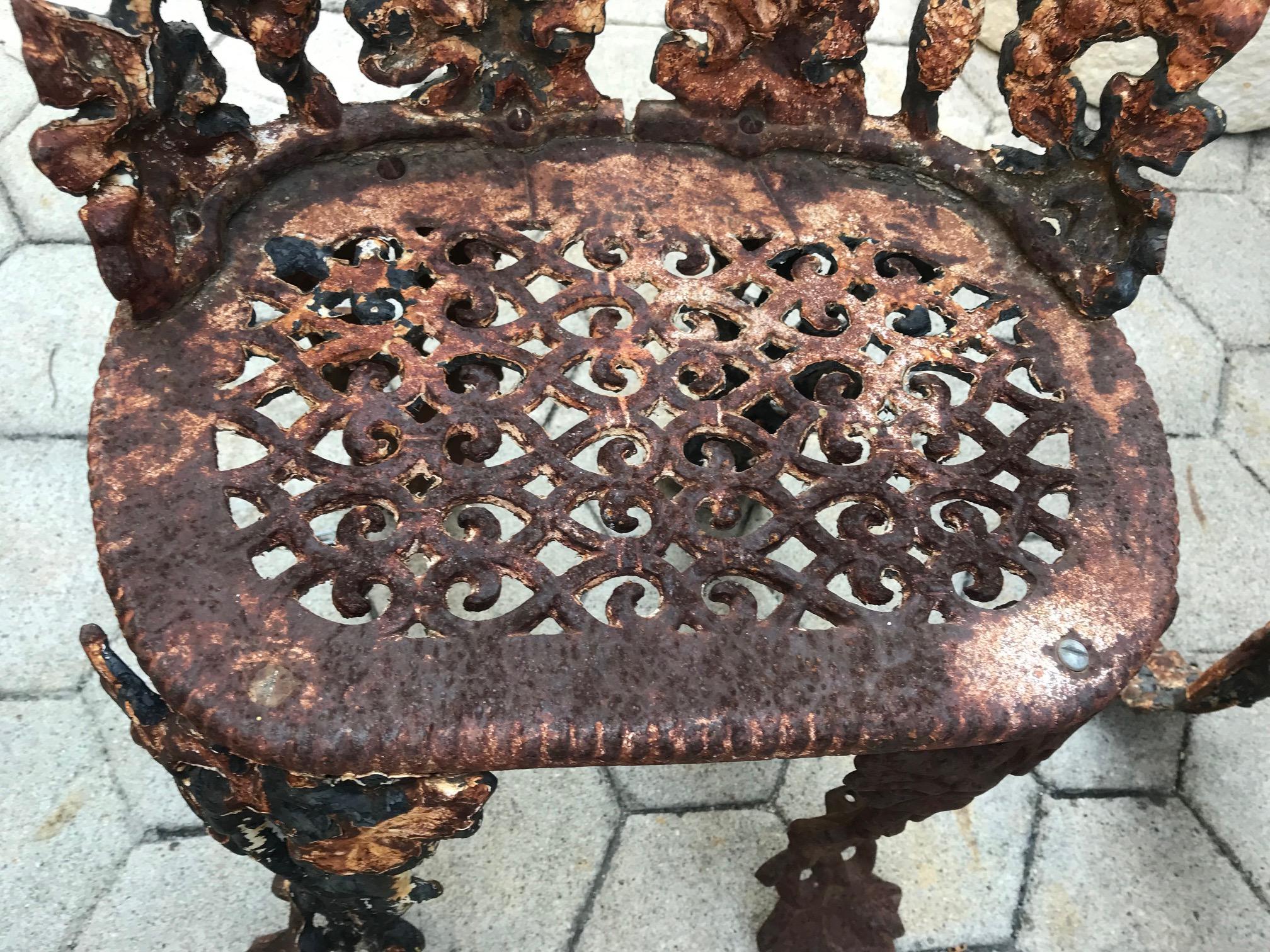 antique cast iron chair