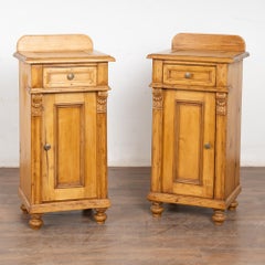 Pair, 19th Century Narrow Pine Nightstands