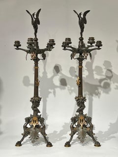 Pair 19th Century Neo-Grecian Bronze Candelabra