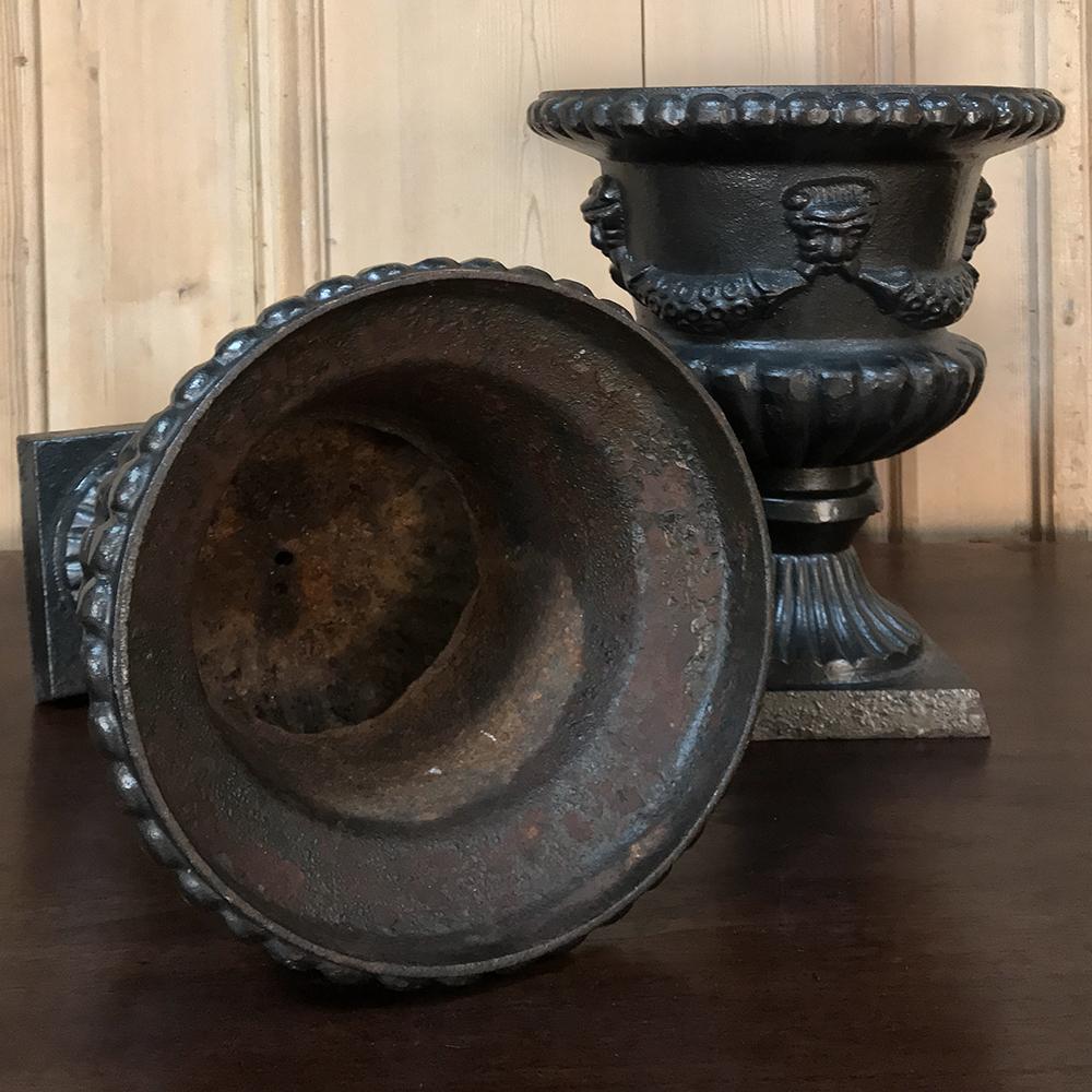 Pair 19th Century Neoclassical Cast Iron Garden Urns For Sale 5