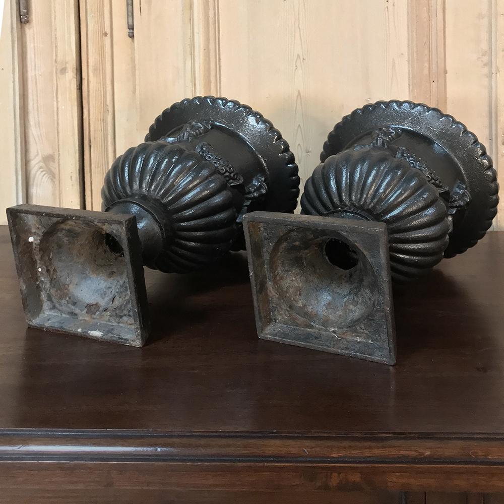 Pair 19th Century Neoclassical Cast Iron Garden Urns For Sale 6