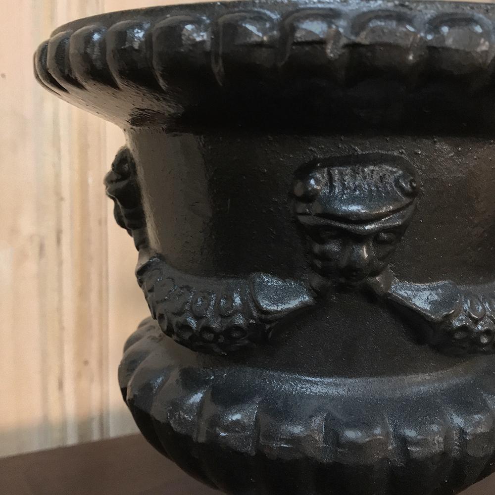 Pair 19th Century Neoclassical Cast Iron Garden Urns For Sale 1