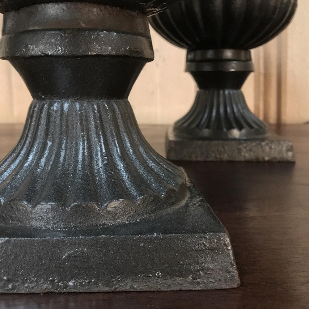 Pair 19th Century Neoclassical Cast Iron Garden Urns For Sale 2